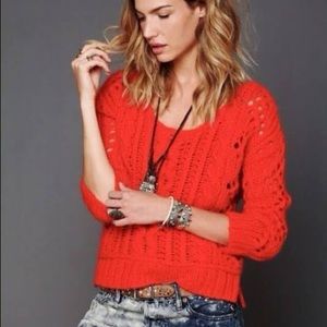 FREE PEOPLE “The Fluff” Chunky Cable Knit Sweater